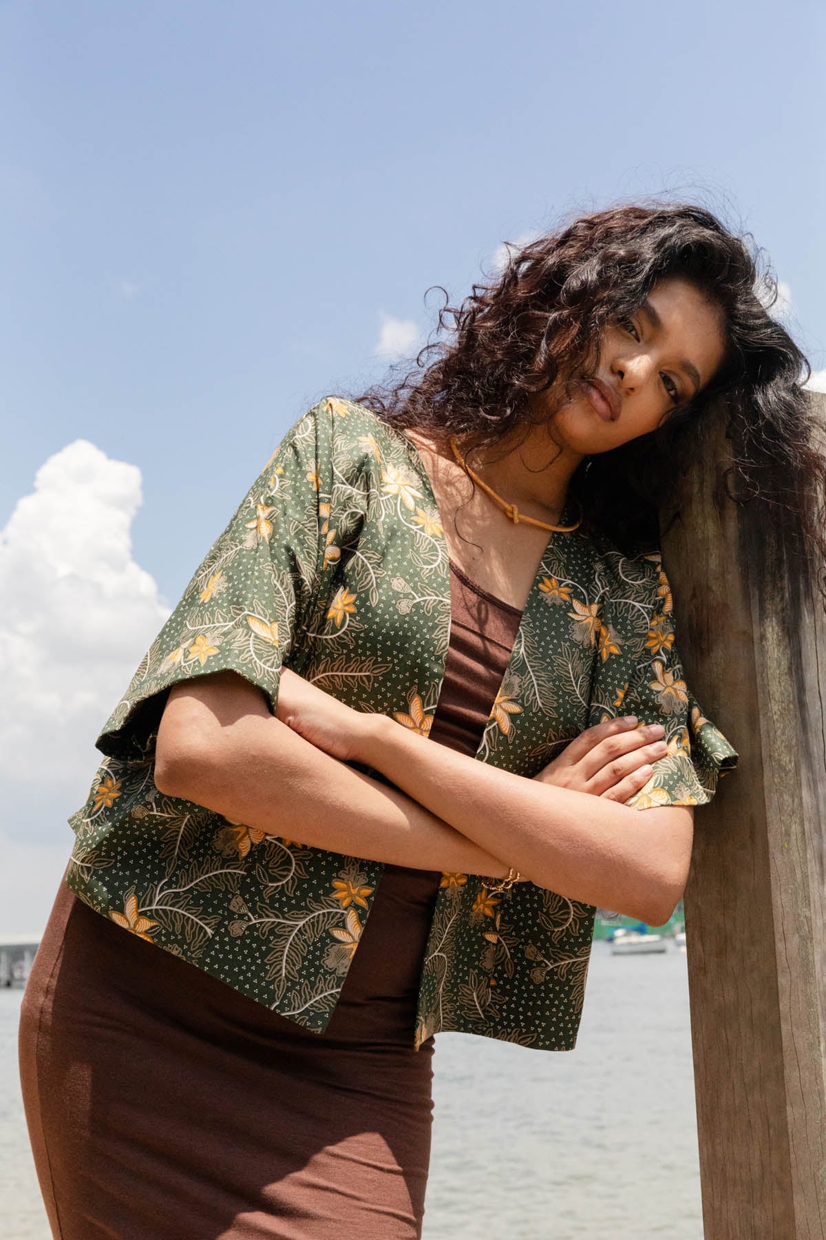 Batik Crop Jacket | Taman Sari Olive