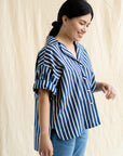 Batik Cocoon Shirt | Indigo Stripe