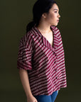 Batik Cocoon Shirt | Burgundy Parang