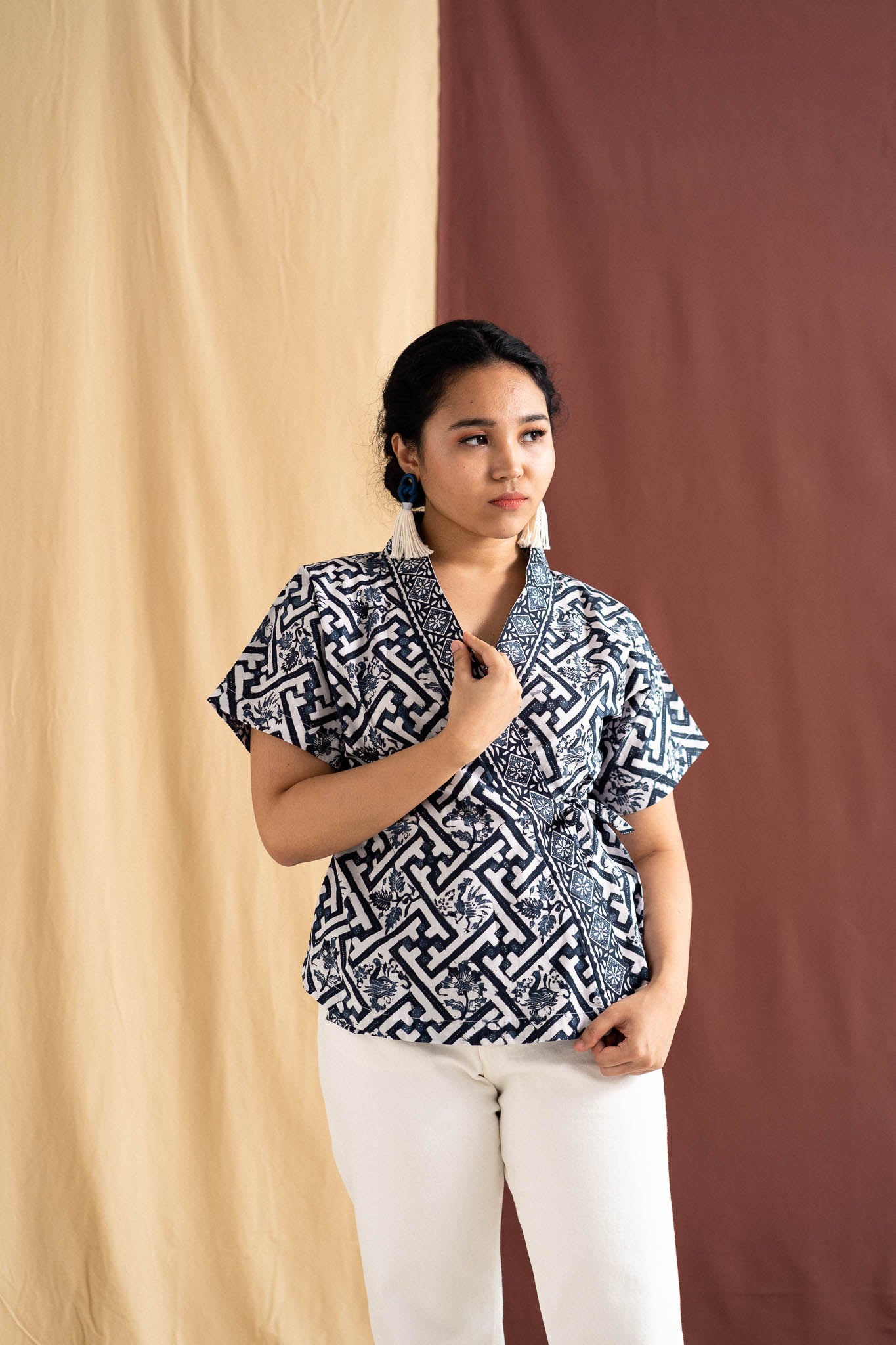 Batik Wrap Blouse | Teduh Ash Blue