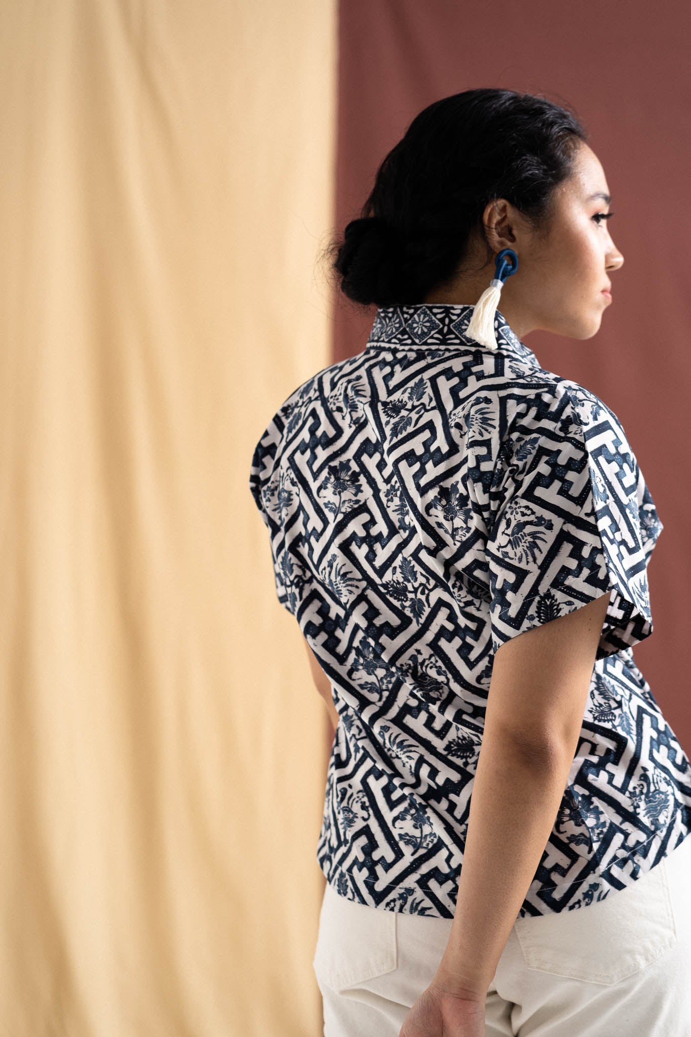 Batik Wrap Blouse | Teduh Ash Blue