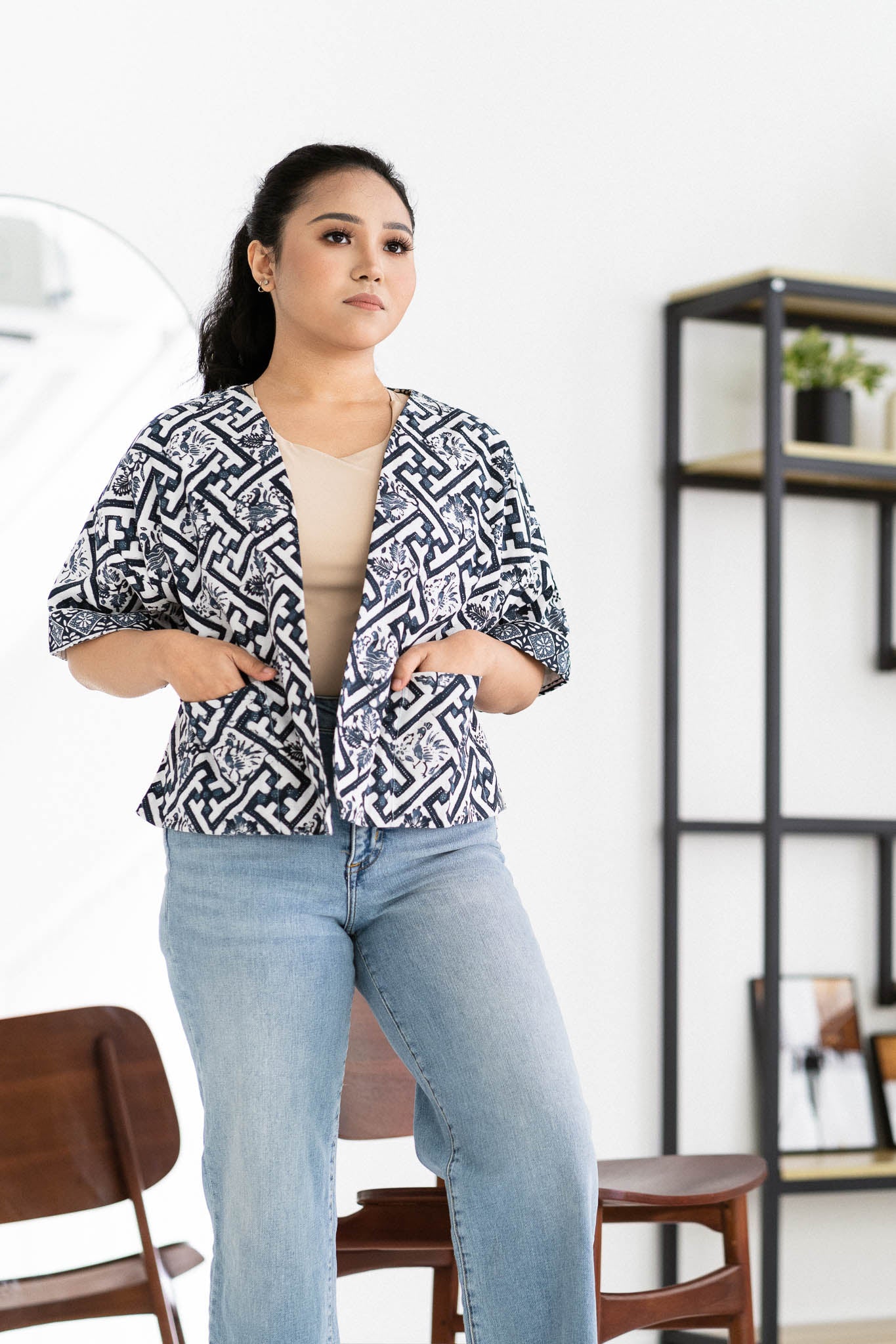 Batik Crop Jacket | Teduh Ash Blue