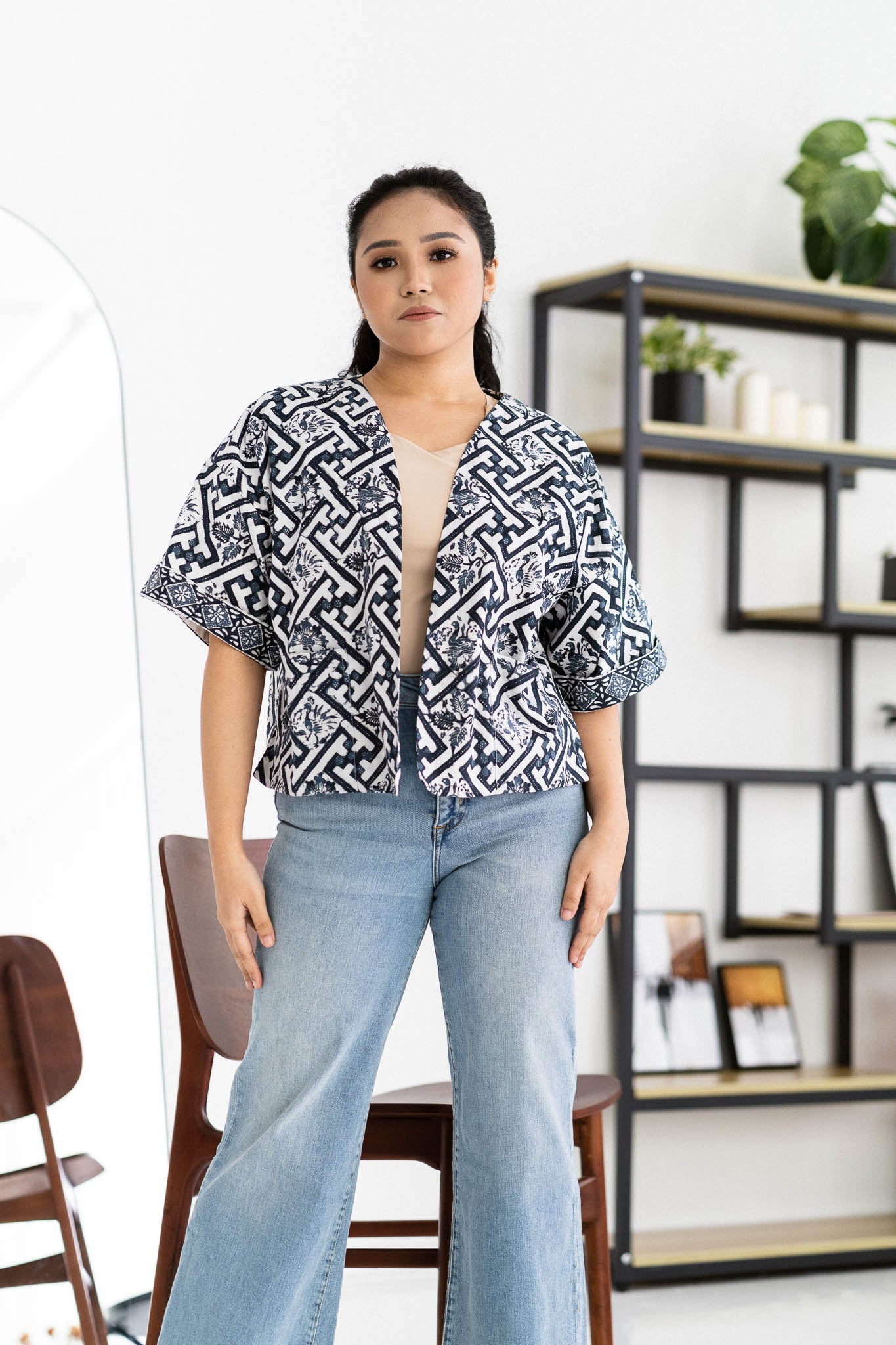 Batik Crop Jacket | Teduh Ash Blue