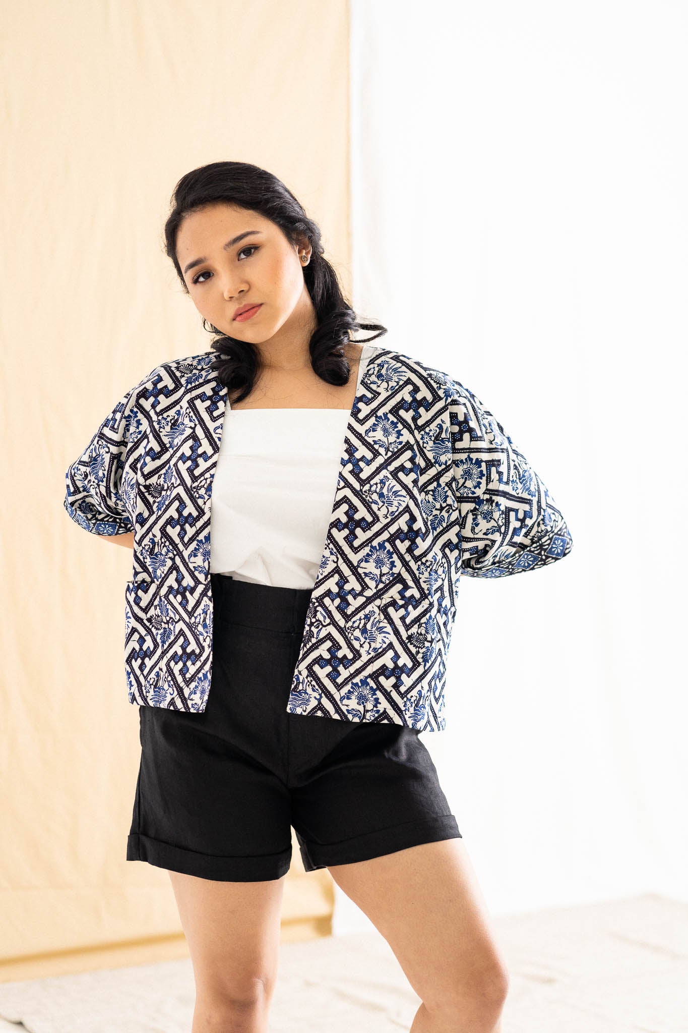 Batik Crop Jacket | Teduh Indigo